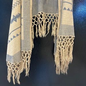 DONATING Coco + Carmen tan and blue Aztec style cardigan